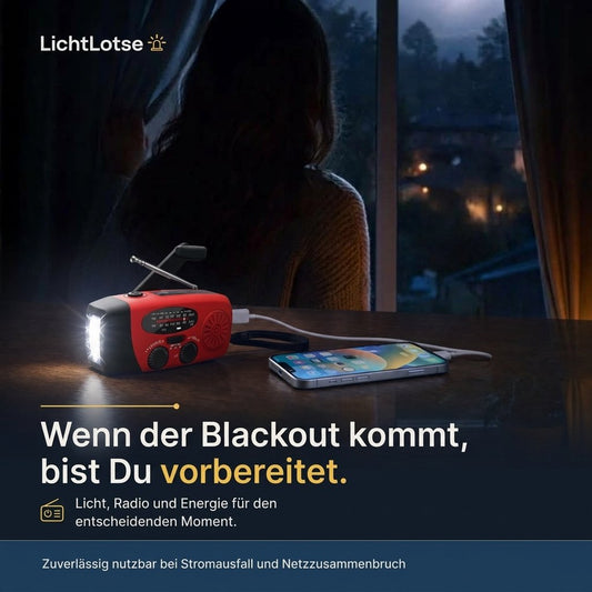 LichtLotse™ – Licht 3-in-1 Notfallradio mit Solar & Handkurbel