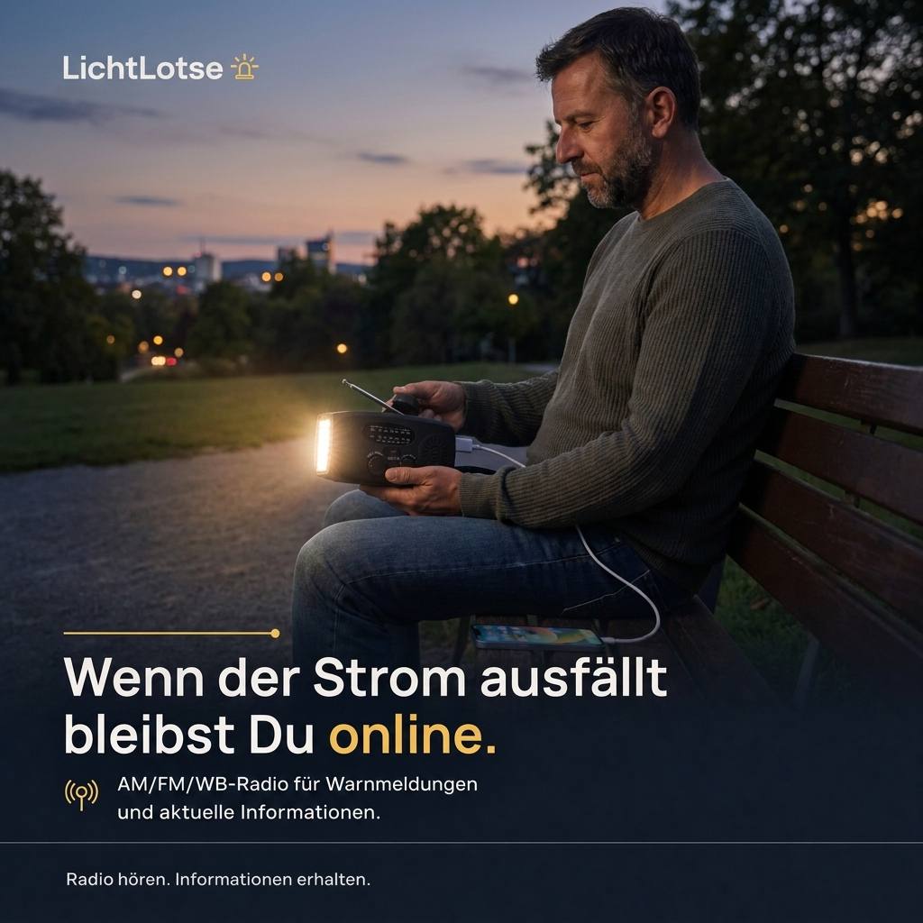 LichtLotse™ – Licht 3-in-1 Notfallradio mit Solar & Handkurbel