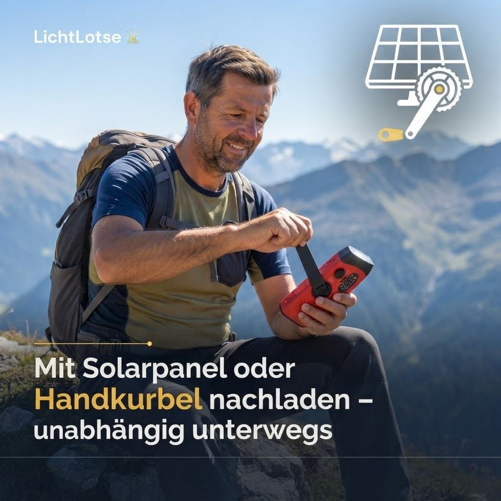 LichtLotse™ – Licht 3-in-1 Notfallradio mit Solar & Handkurbel