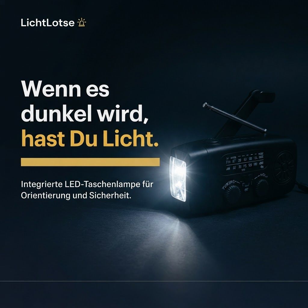 LichtLotse™ – Licht 3-in-1 Notfallradio mit Solar & Handkurbel