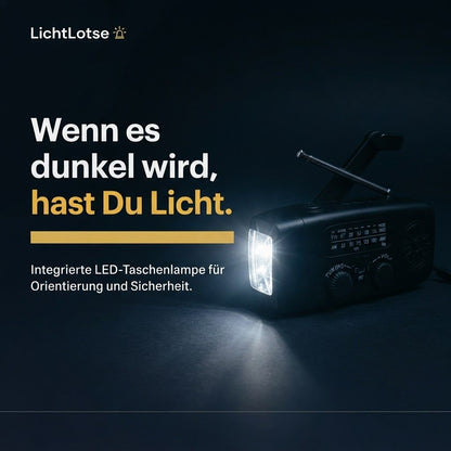 LichtLotse™ – Licht 3-in-1 Notfallradio mit Solar & Handkurbel